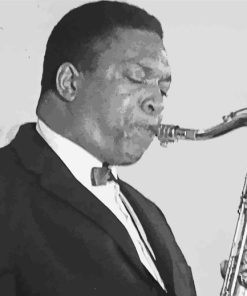 Black And White Coltrane Saxophonist Paint By Numbers