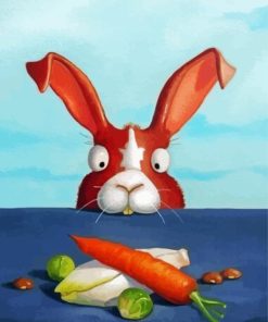 Cute Rabbit With Carrot Paint By Numbers