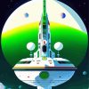 White and Green Spaceship Paint By Numbers