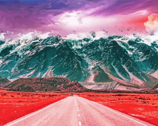 Aesthetic Road Mountains Paint By Numbers