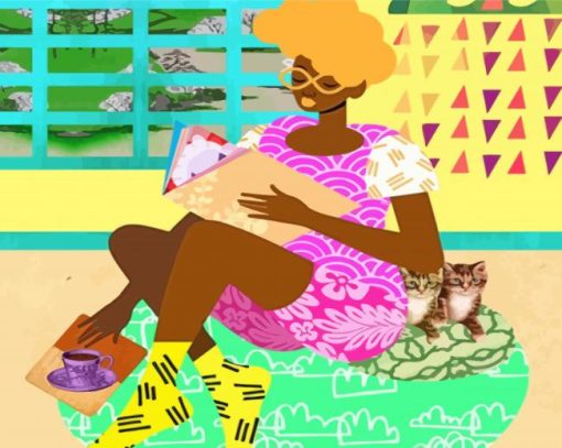 African Woman With Cats Paint By Numbers