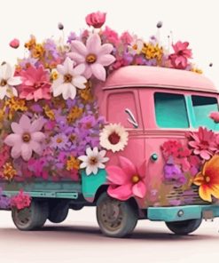 Beautiful Pink Flower Truck Paint By Numbers