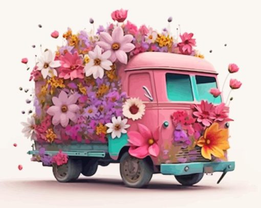 Beautiful Pink Flower Truck Paint By Numbers