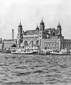 Black And White Ellis Island Paint By Numbers