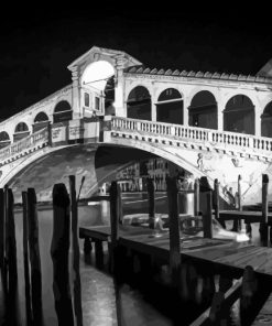 Black And White Rialto Bridge Venice Paint By Numbers