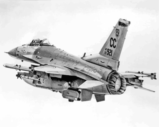 Black and White F 16 Fighting Falcon Paint By Numbers