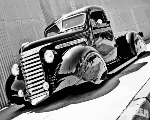 Black and White Low Rider Truck Paint By Numbers