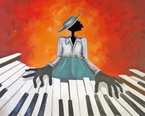 Black Man At Piano Art Paint By Numbers