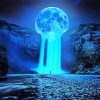 Blue Moonlight Waterfall Paint By Numbers