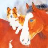 Brown Horse with Mini Aussie Paint By Numbers