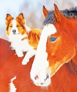 Brown Horse with Mini Aussie Paint By Numbers