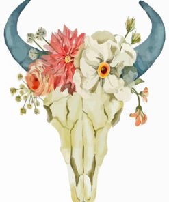 Bull Skull With Flowers Art Paint By Numbers