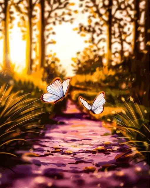 Butterflies And Sun Light Paint By Numbers