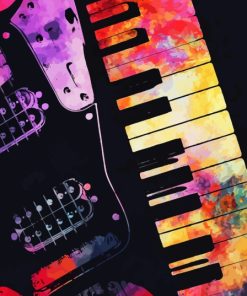 Colorful Keyboard And Guitar Art Paint By Numbers