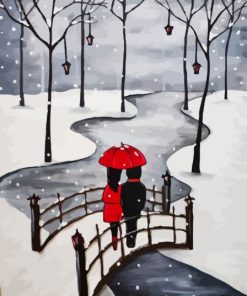 Couple In Snow Art Paint By Numbers