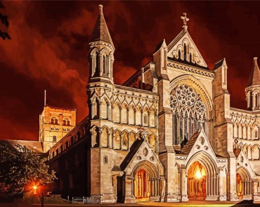 England St Albans Cathedral At Night Paint By Numbers