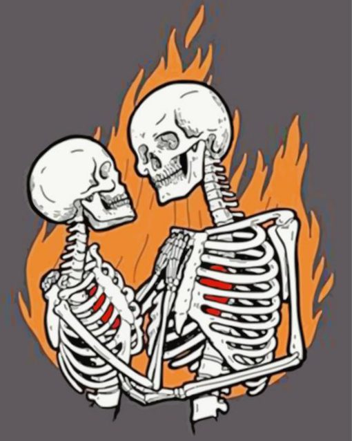 Fire Skeleton Couple Paint By Numbers