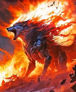 Fire Wolf Monster Paint By Numbers