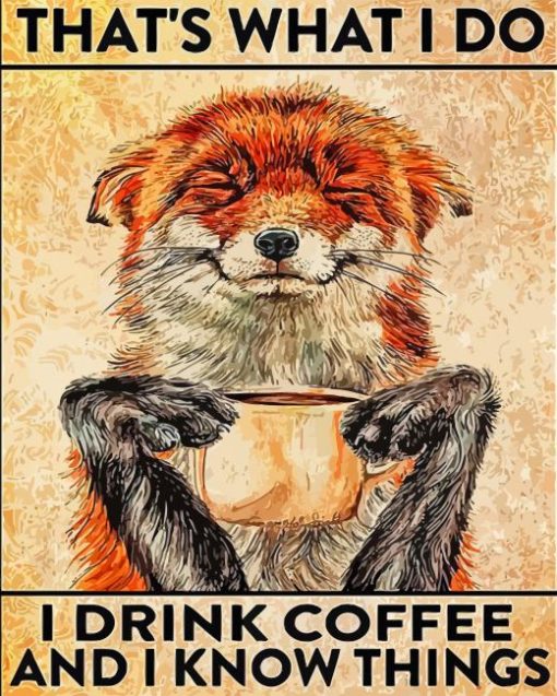 Fox Drinking Coffee Quote Paint By Numbers