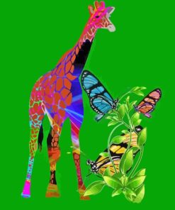 Giraffes With Butterflies Paint By Numbers