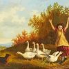 Girl With Geese And Dog Paint By Numbers