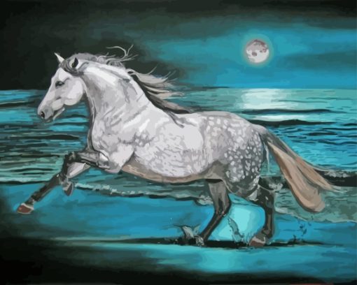 Horse At Moonlight Art Paint By Numbers