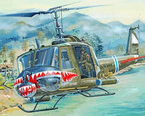 Huey Helicopter Army Art Paint By Numbers