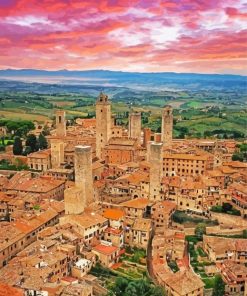 Italy San Gimignano Town At Sunset Paint By Numbers