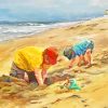 Kids Digging In The Sand Paint By Numbers