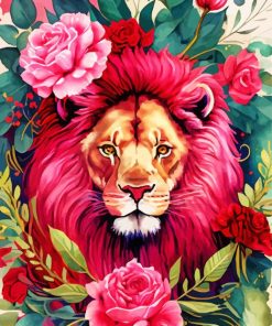 Lion In Flowers Art Paint By Numbers