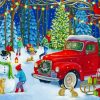 Merry Christmas With Red Truck Paint By Numbers