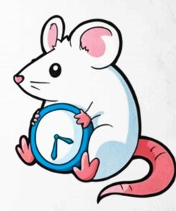 Mouse Holding Clock Paint By Numbers