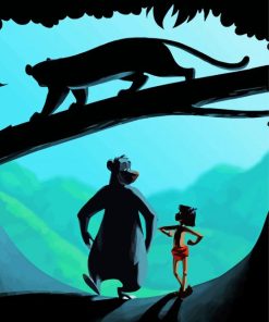 Mowgli With Bagheera And Baloo Paint By Numbers