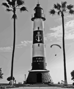 Palm Trees With Lighthouse Paint By Numbers