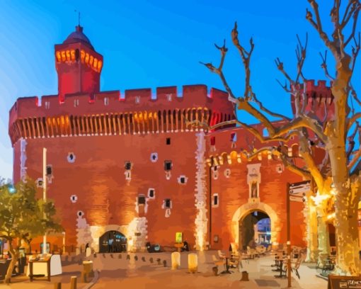 Perpignan Buildings at Night Paint By Numbers