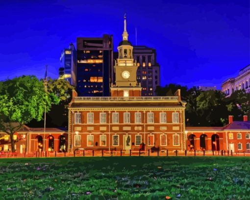 Philadelphia Independence Hall At Night Paint By Numbers