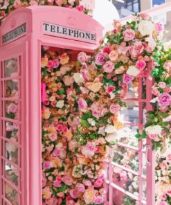 Pink Phone Box Paint By Numbers