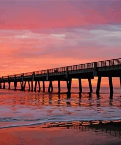 Pink Sunset Jacksonville Pier Paint By Numbers