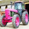 Pink Big Tractor Paint By Numbers