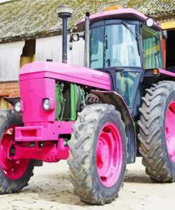 Pink Big Tractor Paint By Numbers