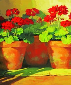 Red Potted Flowers Paint By Numbers