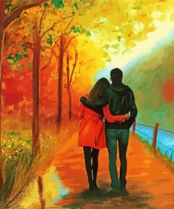 Romantic Couple in Autumn Trees Paint By Numbers