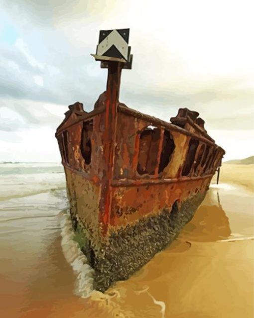 Rusty Stranded Boat Paint By Numbers