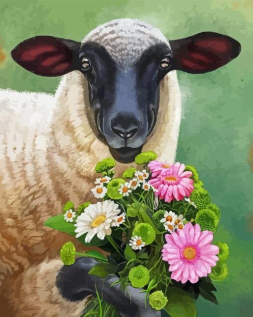 Sheep And Flowers Paint By Numbers