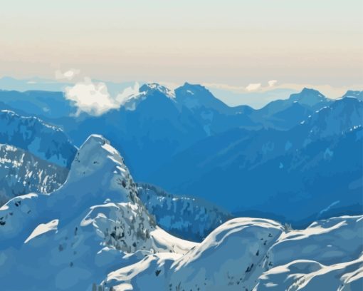 Snowy Cascade Range View Paint By Numbers