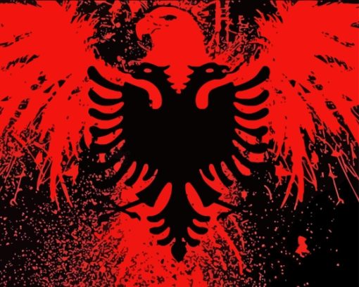 Splatter Albanian Flag Paint By Numbers