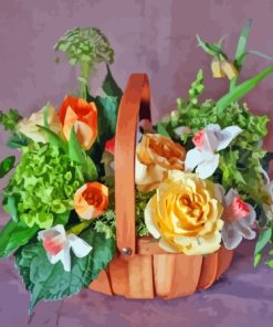 Spring Flower Basket Paint By Numbers