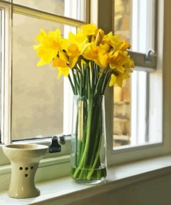 Spring Yellow Flowers Vase Paint By Numbers