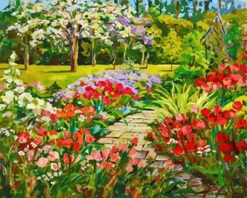 Summer Garden Path With Flowers Paint By Numbers