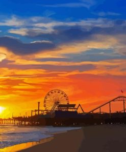 Sunset At Santa Monica Pier Paint By Numbers